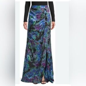 NWT Kevan Hall Floral Maxi Skirt - Black and Blue